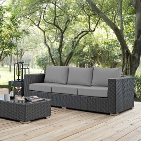 Modway Sojourn Outdoor Patio Sunbrella® Sofa in Canvas Gray - Lifestyle