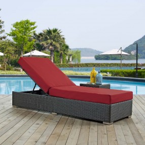 Modway Sojourn Outdoor Patio Sunbrella® Chaise Lounge in Canvas Red - Lifestyle
