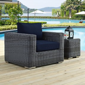 Modway Summon Outdoor Patio Fabric Sunbrella® Armchair - Canvas Navy - Lifestyle