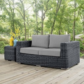 Modway Summon Outdoor Patio Sunbrella® Loveseat in Canvas Gray - Lifestyle