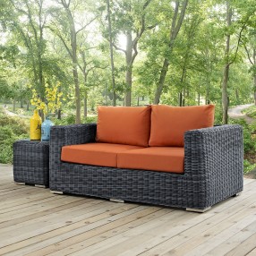 Modway Summon Outdoor Patio Sunbrella® Loveseat - Canvas Tuscan - Lifestyle