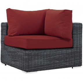 Modway Summon Outdoor Patio Sunbrella® Corner in Canvas Red - Front Angle