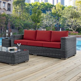 Modway Summon Outdoor Patio Sunbrella® Sofa in Canvas Red - Lifestyle