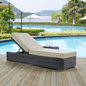 Modway Summon Outdoor Patio Sunbrella® Chaise Lounge in Canvas Antique Beige - Lifestyle