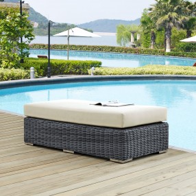 Modway Summon Outdoor Patio Sunbrella® Rectangle Ottoman in Canvas Antique Beige - Lifestyle
