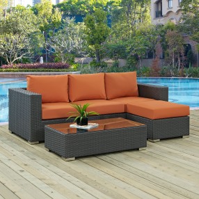 Modway Sojourn 3 Piece Outdoor Patio Sunbrella® Sectional Set - Canvas Tuscan - Lifestyle