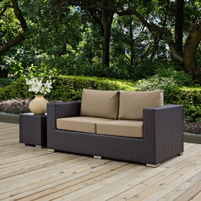 Modway Convene Outdoor Patio Loveseat in Espresso Mocha - Lifestyle
