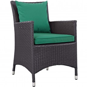 Modway Convene Dining Outdoor Patio Armchair in Espresso Green - Front Side Angle