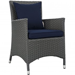 Modway Sojourn Dining Outdoor Patio Sunbrella® Armchair in Canvas  Navy - Front Side Angle