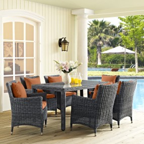 Modway Summon Outdoor Patio Dining Table - Gray in 59" - Lifestyle