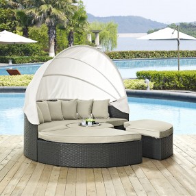 Modway Soujourn Outdoor Patio Wicker Rattan Sunbrella® Daybed - Lifestyle