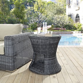 Modway Summon Round Outdoor Patio Side Table - Gray - Lifestyle