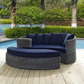 Modway Summon Outdoor Patio Sunbrella® Daybed in Gray Navy - Lifestyle