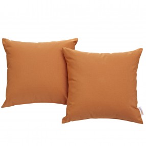 Modway Convene Two Piece Outdoor Patio Pillow Set in Orange - Set in Front Angle