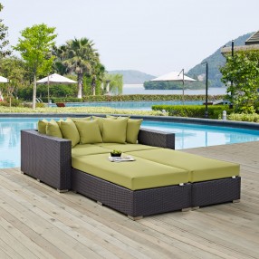 Modway Convene 4 Piece Outdoor Patio Daybed - Espresso Peridot - Lifestyle
