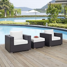 Modway Convene 3 Piece Outdoor Patio Sofa Set - Espresso White - Lifestyle