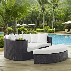 Modway Convene Outdoor Patio Daybed - Espresso White - Lifestyle