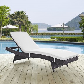 Modway Convene Outdoor Patio Chaise - Espresso White - Lifestyle