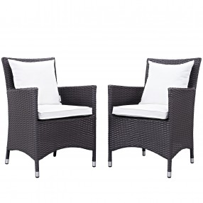 Modway Convene 2 Piece Outdoor Patio Dining Set - Espresso White - Set in Front Side Angle