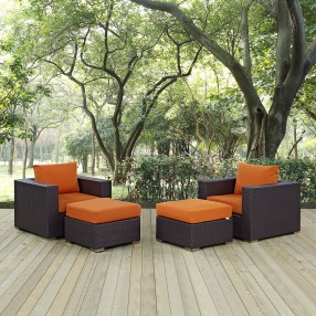 Modway Convene 4 Piece Outdoor Patio Sectional Set - Espresso Orange - Lifestyle