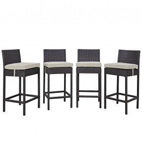 Modway Convene 4 Piece Outdoor Patio Pub Set - Espresso Beige - Set in Front Side Angle