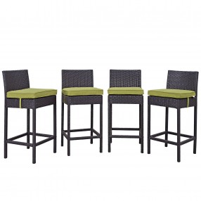 Modway Convene 4 Piece Outdoor Patio Pub Set in Espresso Peridot - Set in Front Angle