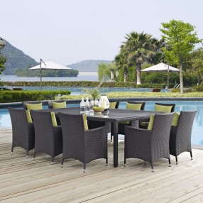 Modway Convene 11 Piece Outdoor Patio Dining Set - Espresso Peridot - Lifestyle