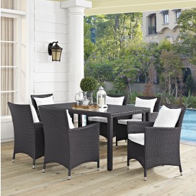 Modway Convene 7 Piece Outdoor Patio Dining Set - Espresso White - Lifestyle