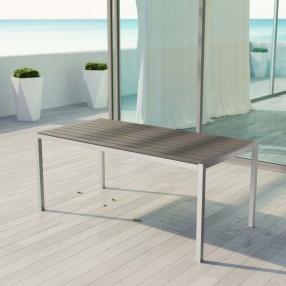 Modway Shore Outdoor Patio Aluminum Dining Table - Silver Gray - Lifestyle