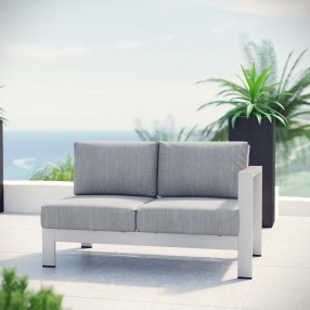 Modway Shore Right-Arm Corner Sectional Outdoor Patio Aluminum Loveseat - Silver Gray - Lifestyle