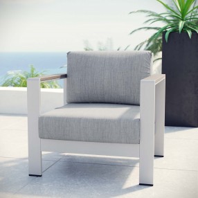 Modway Shore Outdoor Patio Aluminum Armchair - Silver Gray - Lifestyle
