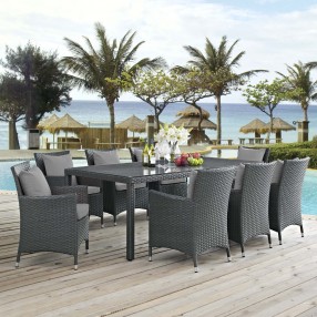 Modway Sojourn 9 Piece Outdoor Patio Sunbrella® Dining Set - Canvas Gray - Lifestyle