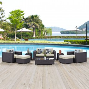 Modway Convene 8 Piece Outdoor Patio Sofa Set - Espresso Beige - Lifestyle