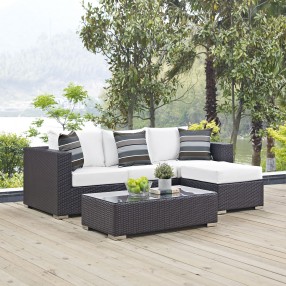 Modway Convene 3 Piece Outdoor Patio Sofa Set in Espresso White - Lifestyle