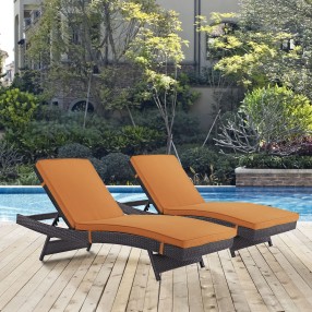 Modway Convene Chaise Outdoor Patio in Espresso Orange - Set of Two -Lifestyle