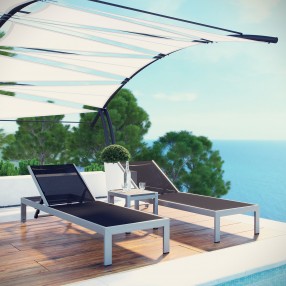 Modway Shore 3 Piece Outdoor Patio Aluminum Set - Silver Black - Lifestyle