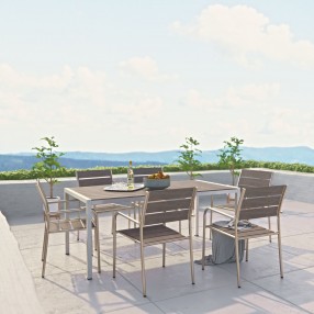 Modway Shore 7 Piece Outdoor Patio Aluminum Dining Set - Lifestyle