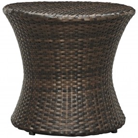 Modway Stage Round Outdoor Patio Side Table in Light Brown - Front Angle