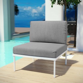 Modway Harmony Armless Outdoor Patio Aluminum Chair - White Gray - Lifestyle