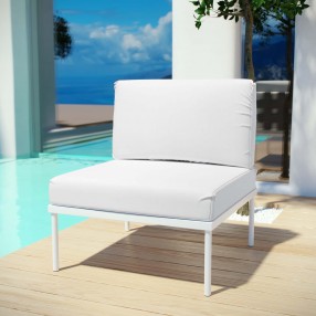 Modway Harmony Armless Outdoor Patio Aluminum Chair in White White - Lifestyle