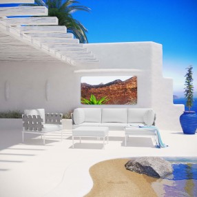 Modway Harmony 6 Piece Outdoor Patio Aluminum Sectional Sofa Set - White White - Lifestyle