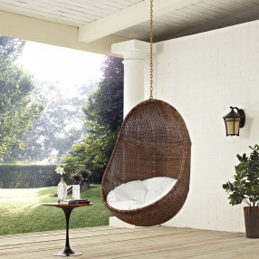 Modway Bean Outdoor Patio Swing Chair Without Stand - Coffee White - Lifestyle
