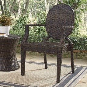 Modway Casper Outdoor Patio Dining Armchair - Brown - Lifestyle