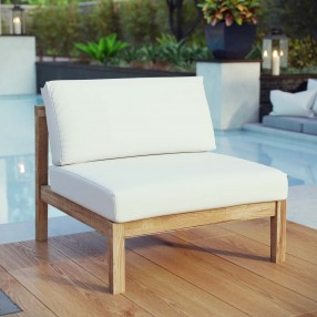 Modway Bayport Outdoor Patio Teak Armless - Natural White - Lifestyle