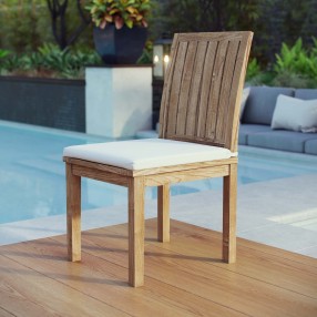 Modway Marina Outdoor Patio Teak Dining Chair - Natural White - Lifestyle