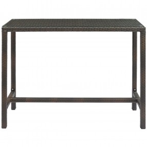 Modway Conduit Outdoor Patio Wicker Rattan Large Bar Table in Light Gray - Front Angle