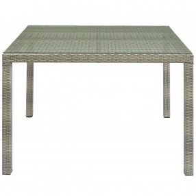 Modway Conduit 47" Square Outdoor Patio Wicker Rattan Table - Light Gray - Front Angle