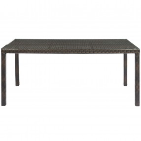 Modway Conduit 70" Outdoor Patio Wicker Rattan Dining Table in Brown - Front Angle