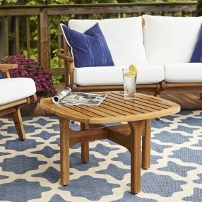 Modway Saratoga Outdoor Patio Teak Coffee Table - Natural - Lifestyle