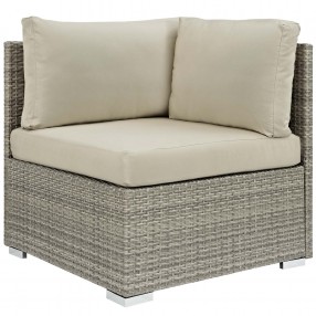 Modway Repose Sunbrella® Fabric Outdoor Patio Corner in Light Gray Beige - Front Angle